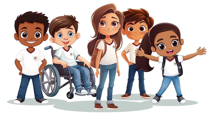 Ilustração alunos banner Cultura do Cuidado